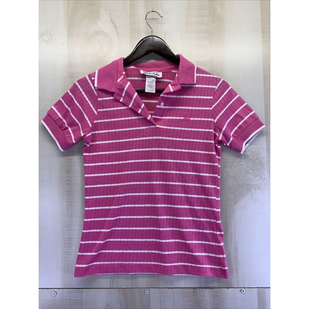 Vintage 1990s Hunters Glen Womens Size S Pink/White Polo-USA-6756